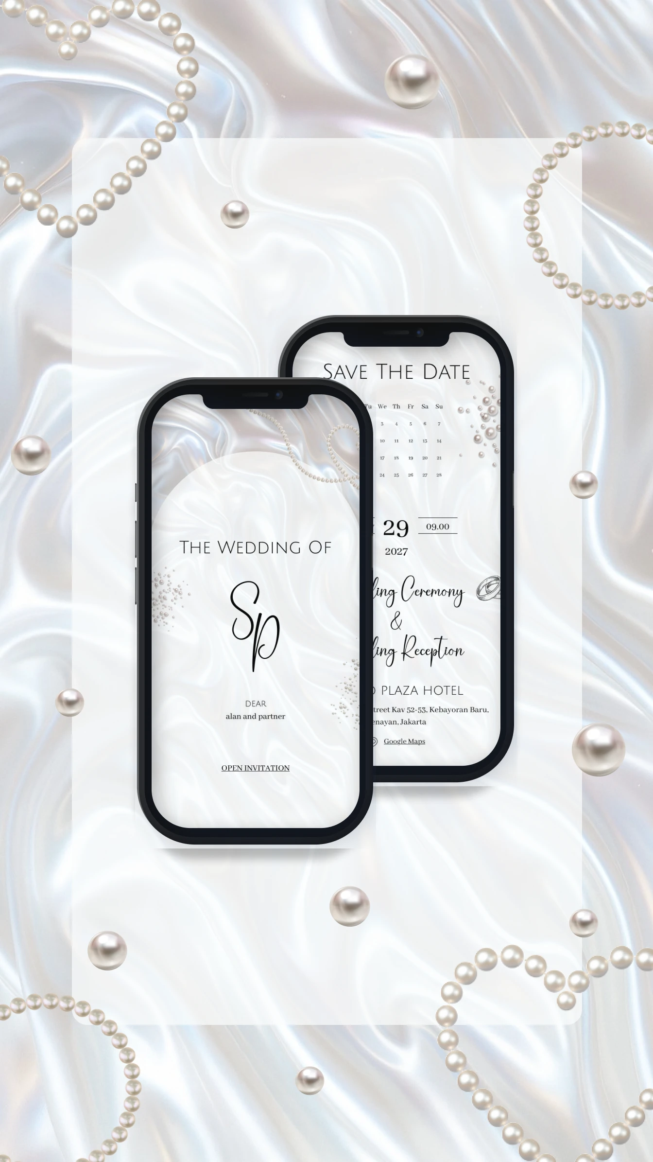 White Pearl invitation template